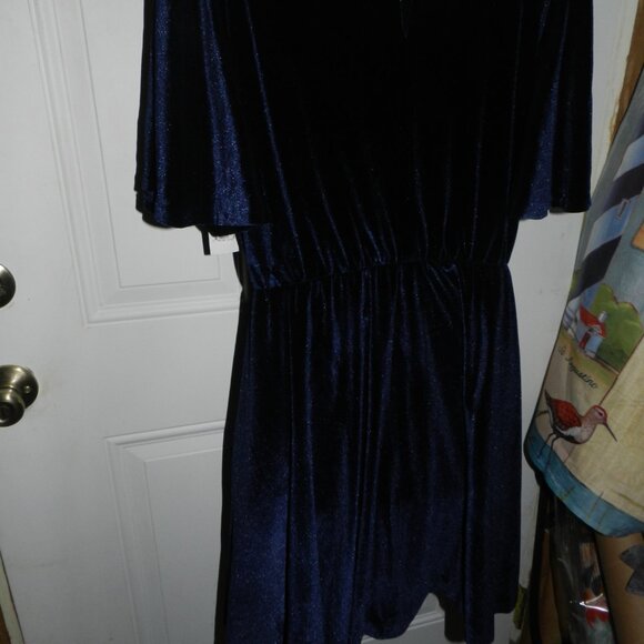 Alexia Admor Oakless Navy Velvet Flutter Flare Sleeve Dress XL $245 🆕⌚📦🏃💨🚚 - Picture 8 of 16